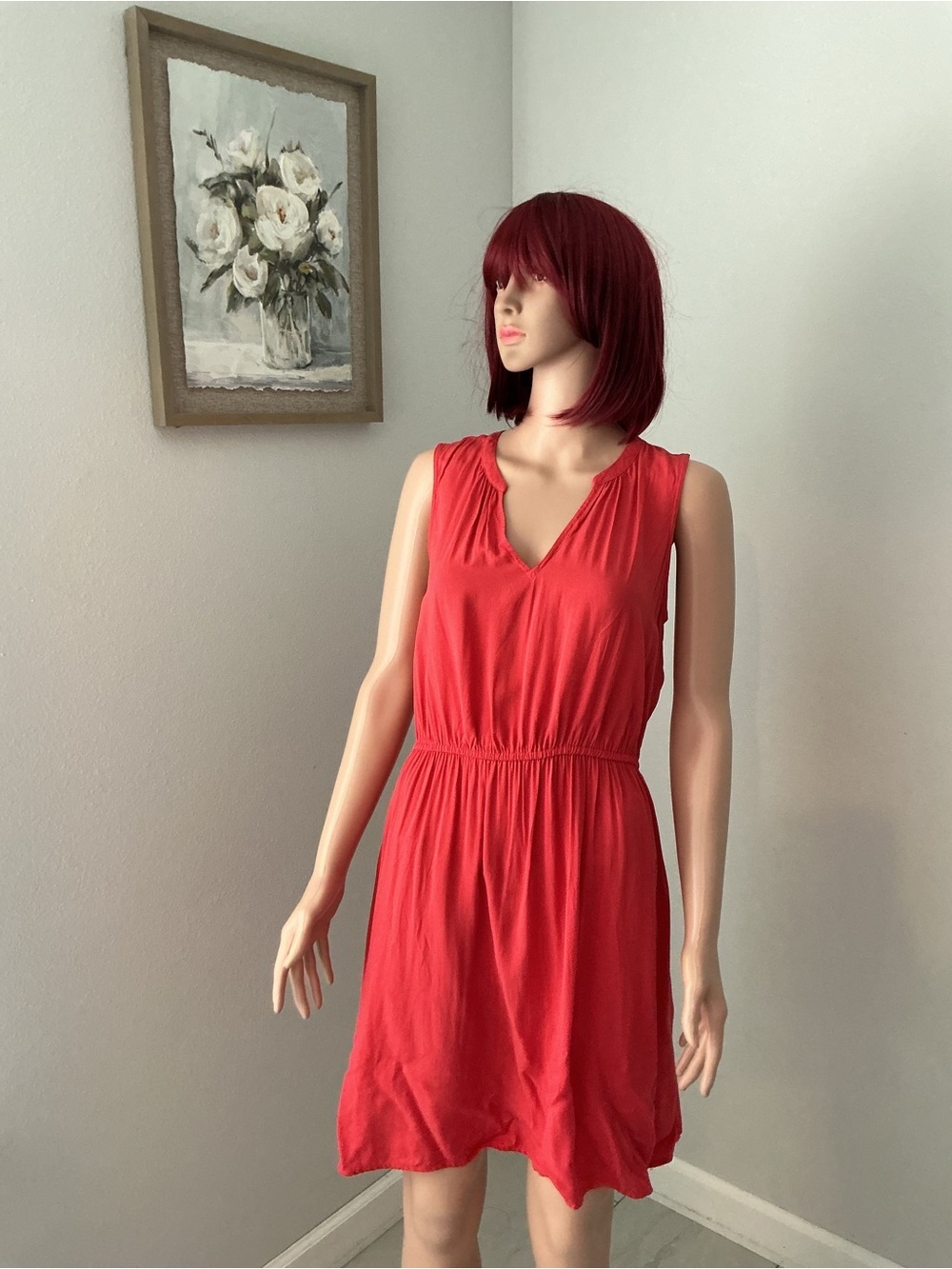 Old Navy Red Sleeveless V-Neck Casual Dress